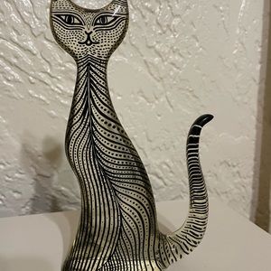 Abraham Palatnik Lucite Cat Vintage 8” MCM Clear Lucite with Black Lines
